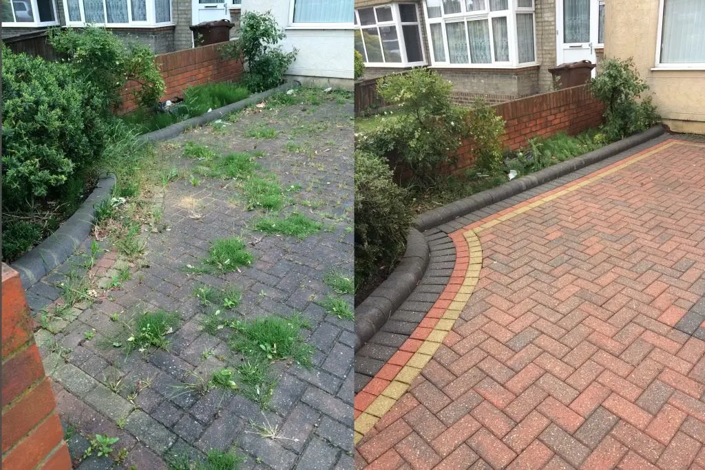 Driveway cleaning before and after