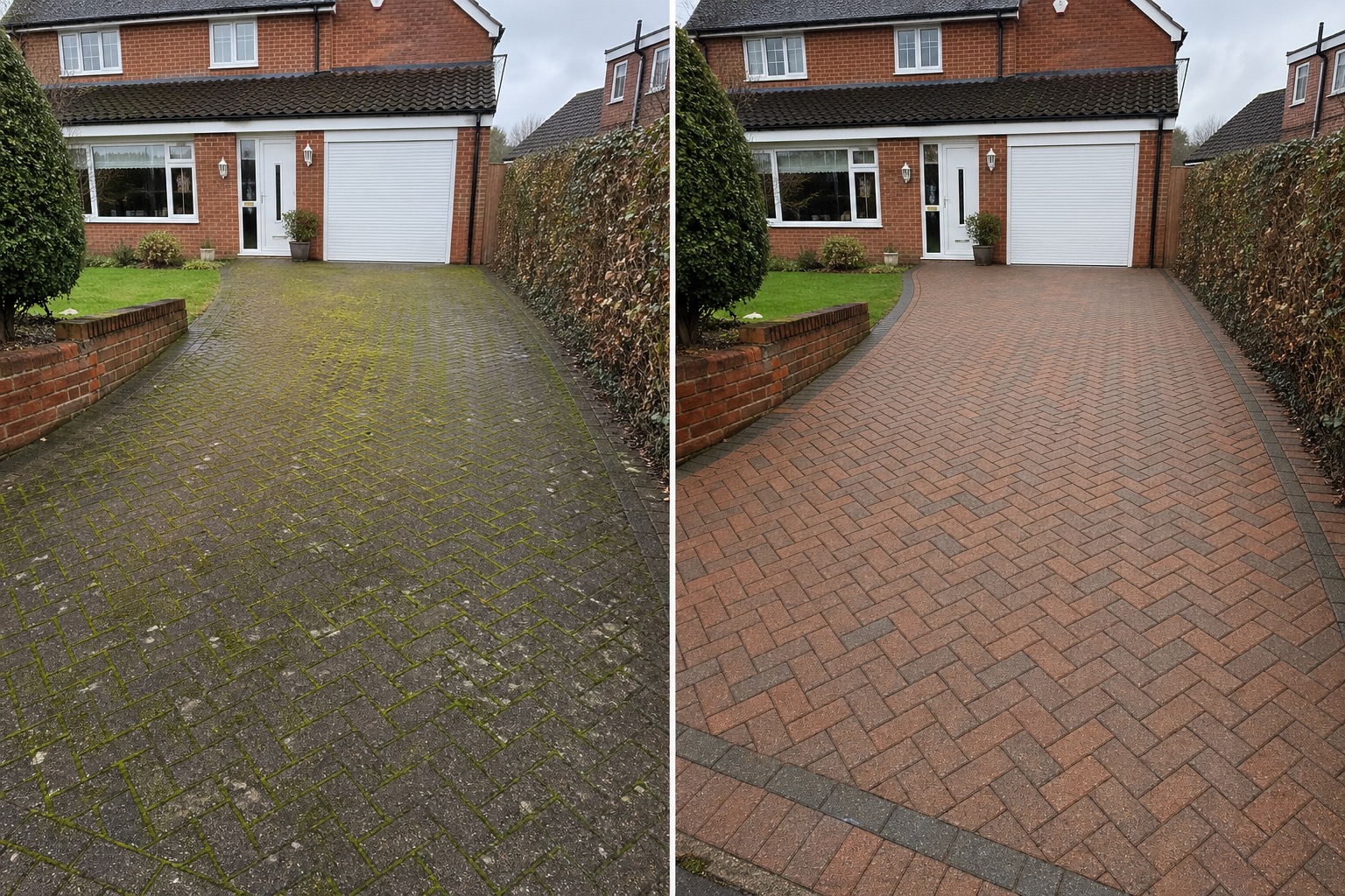 Driveway before and after transformation