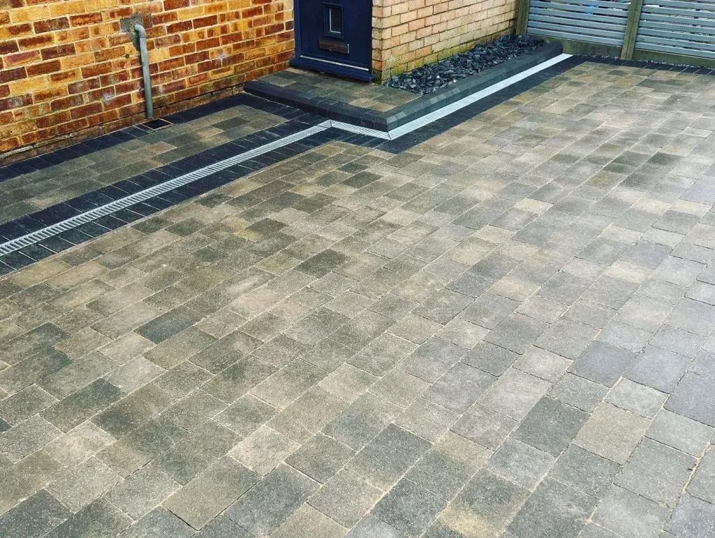 Block paving with contrasting border